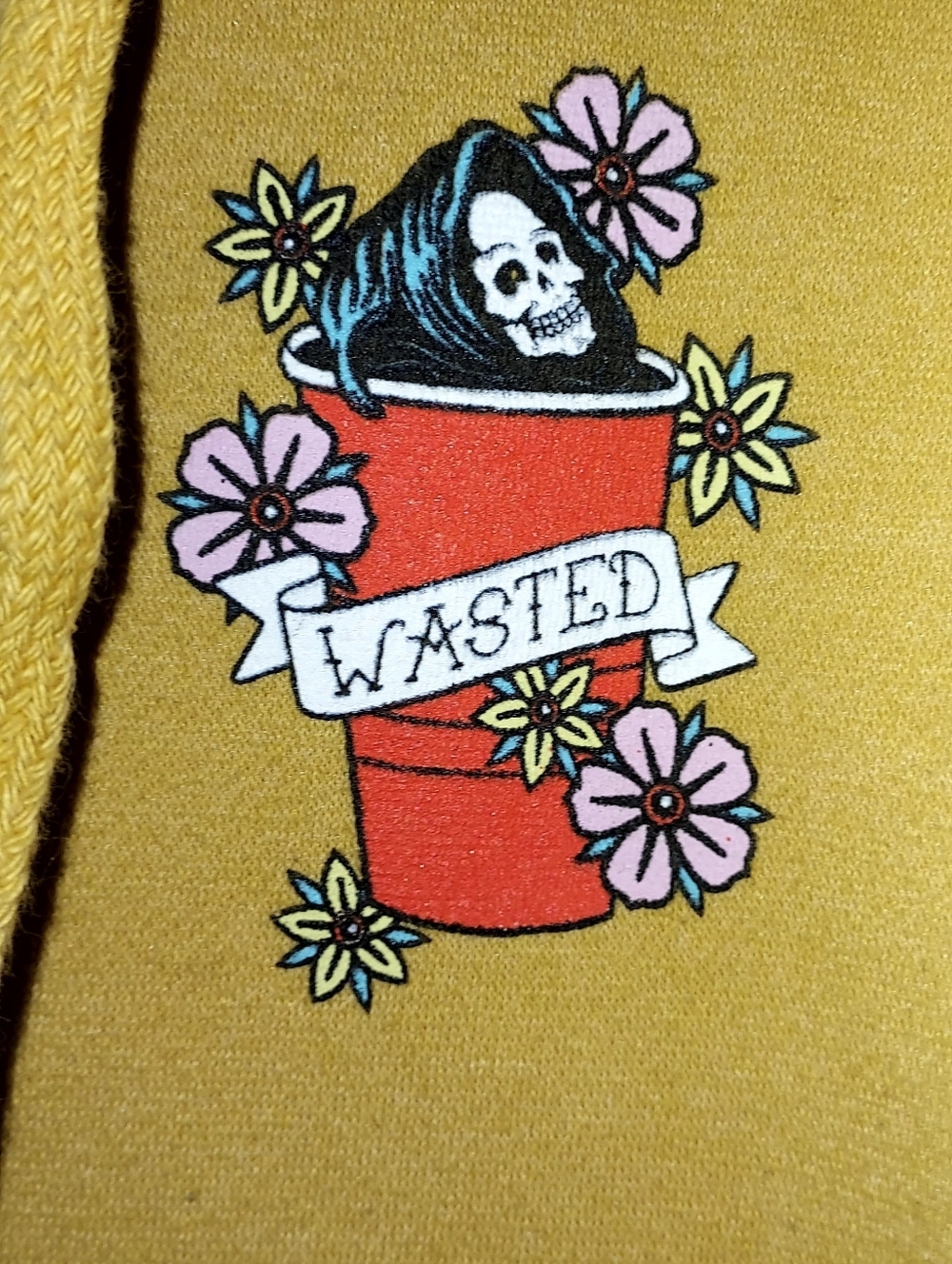 Mustard Yellow Graphic Hoodie - "Bad Decisions Lie Ahead" - Picture 4 of 4